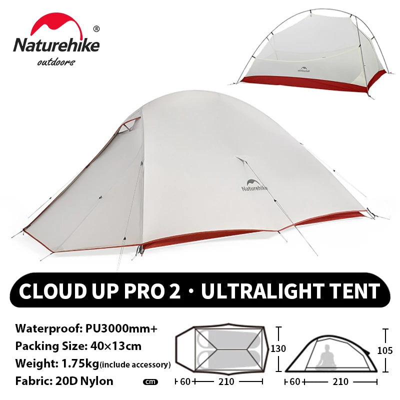 Naturehike Cloud Up 1 2 3 Person Camping Tent Ultralight Waterproof Trekking Tents Hiking Backpacking Shelter Tent Travel Tent