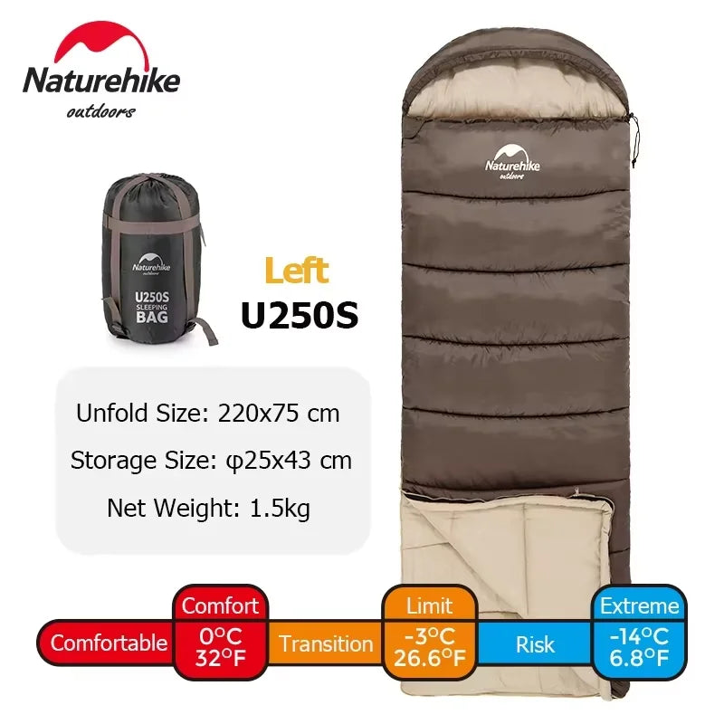 Naturehike Sleeping Bag Ultralight Camping Accsesorios Winter Outdoor Waterproof Envelope Sleeping Bag Hiking Travel U350