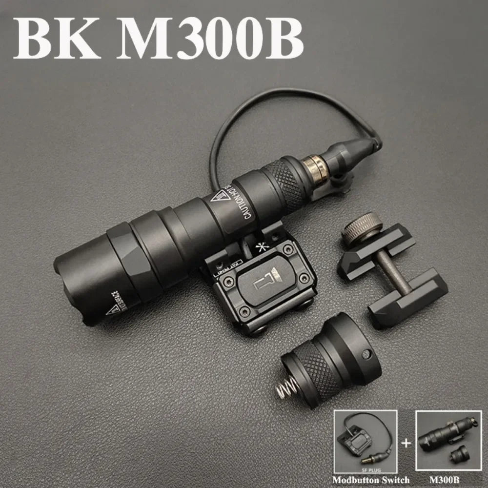 M300B M600B Upgrade Tactical LED Flashlight Gun Light Scout Strobe Fit 20mm Rail with Switch for Outdoor Hunting