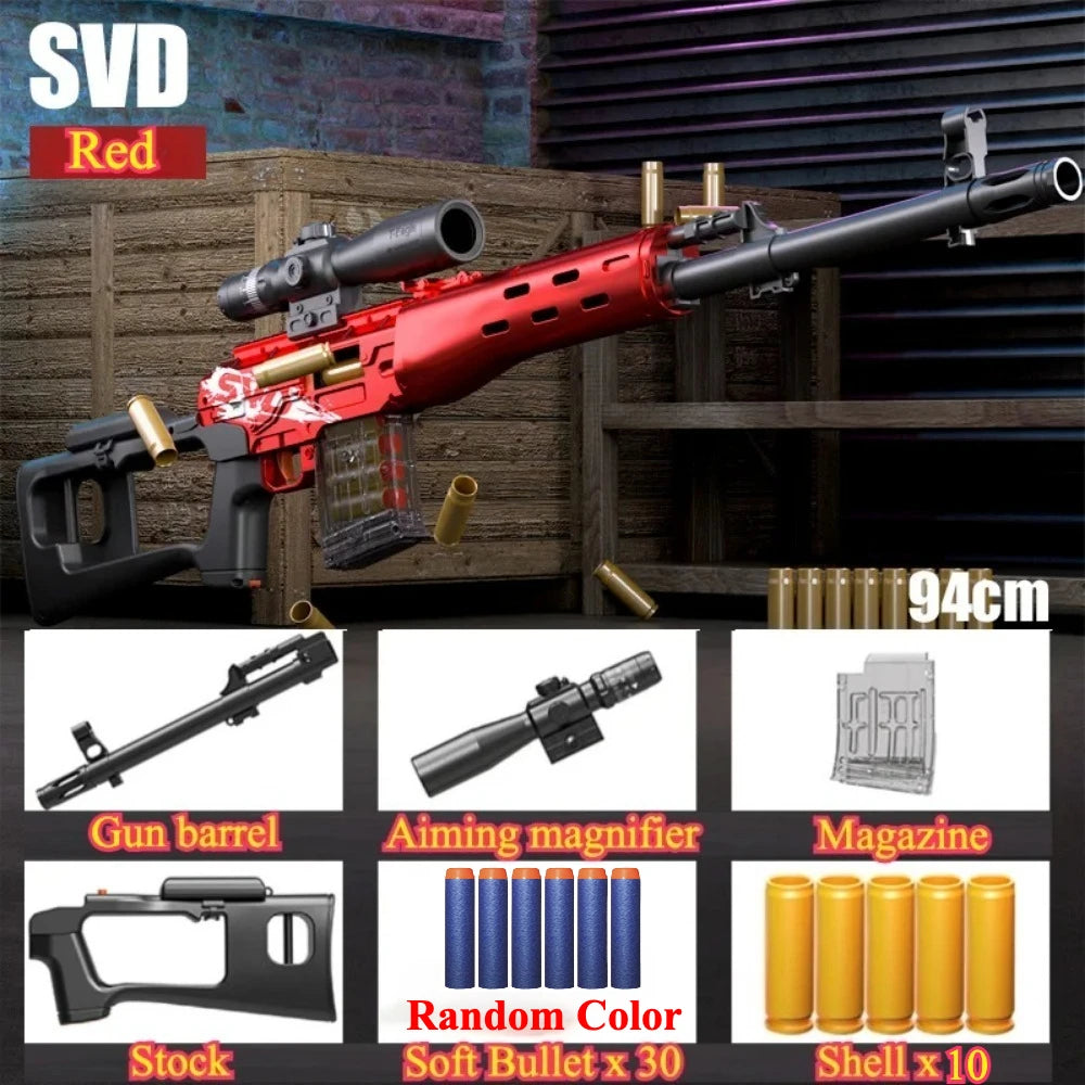 Manual Loading Sniper Rifle Soft Bullet Toy Gun Outdoor Shooting Games CS Fighting for Children Adult