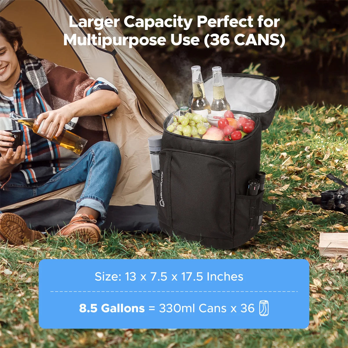 Backpack Cooler & Insulated Bag 2 in 1 36 Cans Insulating Cover Upgraded Leakproof Cooler Backpack For Camping Hiking Picnic Bag