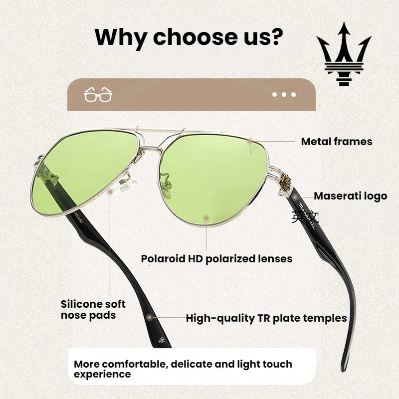 Maserati Polarized Sunglasses For Men Women UV400 Driving Glasses Classic Style High-End Fashion Premium Quality 7132