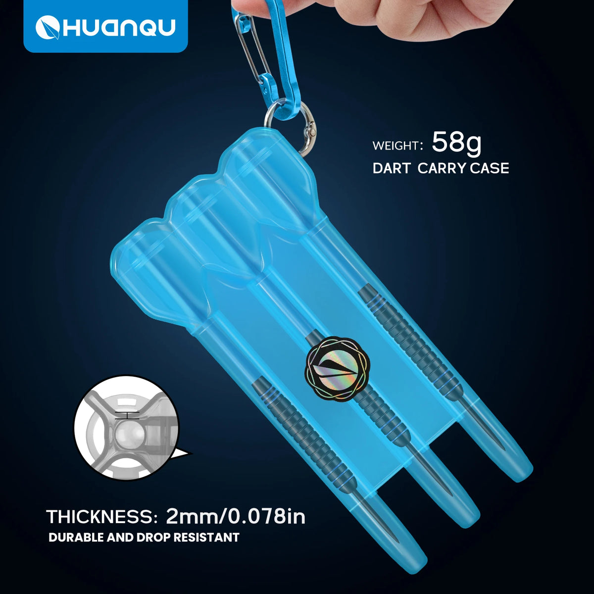 Huanqu 3-Piece Blue Dart Set, Professional Competition and Training Darts, Equipped with a Portable Storage and Protection Box, Includes Extra Aluminum Dart Wings, Precise and Durable, Perfect Birthday Gift, Christmas Gift