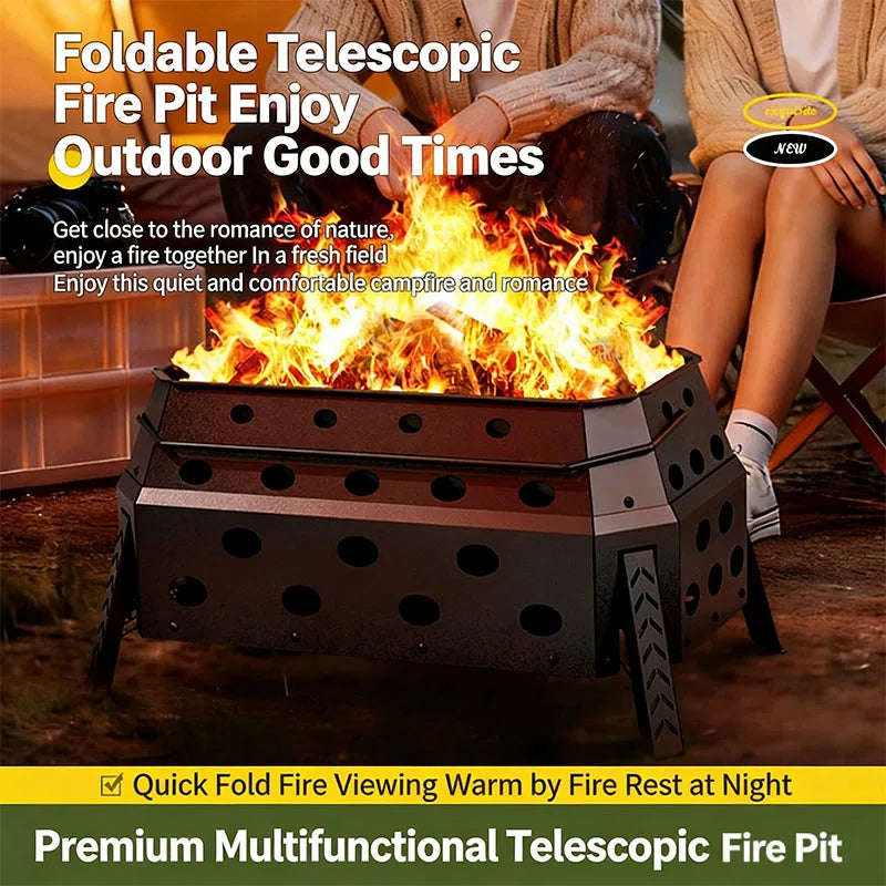 Por Folding Campfire Grill Outdoor Wood Burning Stove for Camping And Hiking Lightweight Charcoal Fire Pit