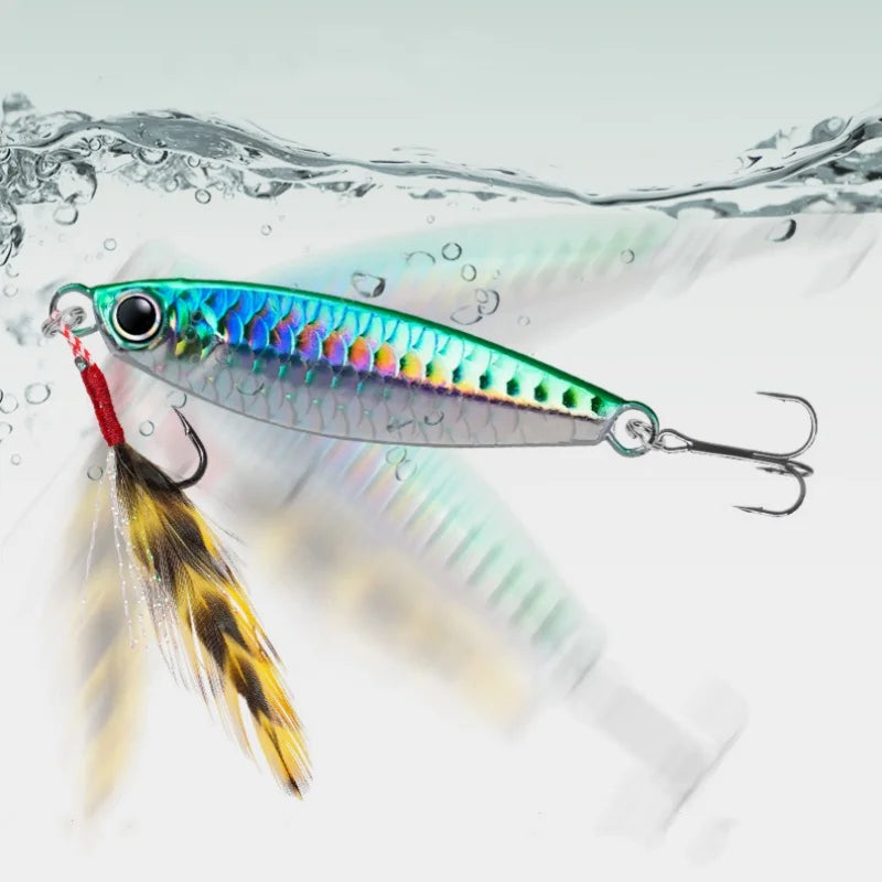 Metal Saltwater Fishing Lures Vertical Slow Pitch Fishing Hooks Fishing Jigging Spoon with Assist Hooks Artificial Bait Tackle