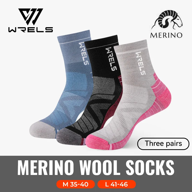WRELS 1/2/3Pairs Merino Wool Socks Thick Hiking Socks Thermal Socks Moisture Wicking Running Hiking Anti-slip Winter Wool Socks