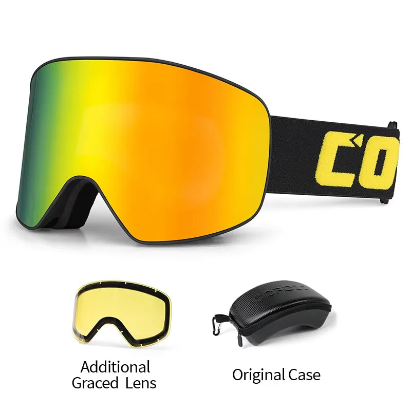COPOZZ Brand Ski Goggles Men Women Double Layers Big Snowboard Goggles Anti-fog UV400 Skate Skiing Snowboard Goggles