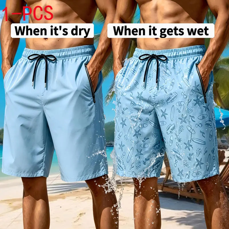 Water Effect Men's Ice Silk Shorts Men's Combat Shorts Summer Sports Underwear Thin Breathable Beach Shorts Sports Pants for Men