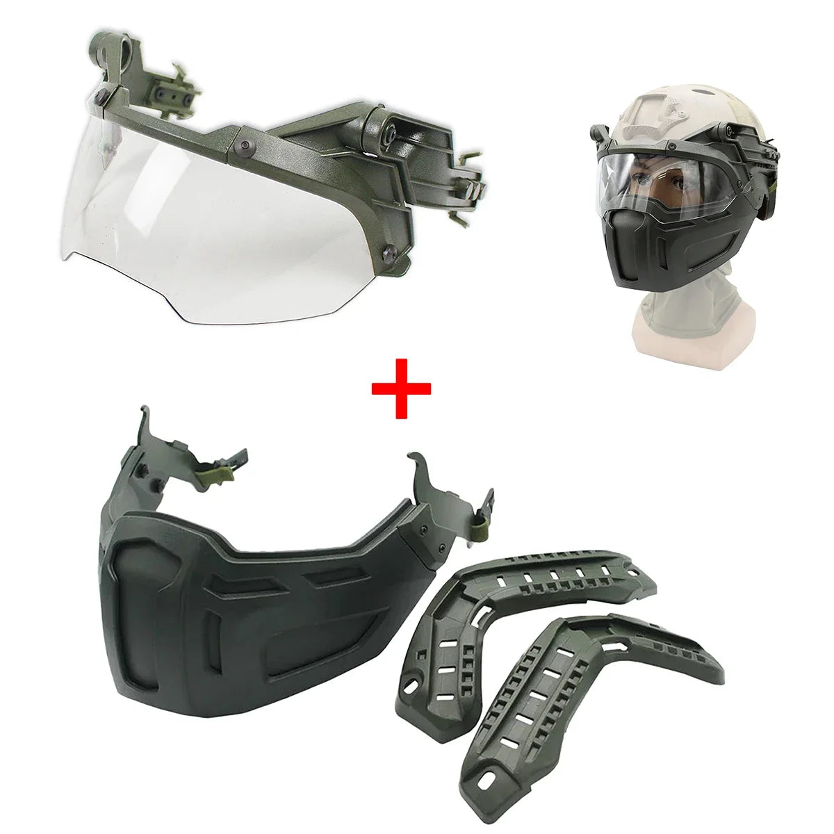 New Tactical FAST Helmet Half Face Mask With Flip Goggles Hunting CS Game Paintball Mask Helmet Accessories Gear