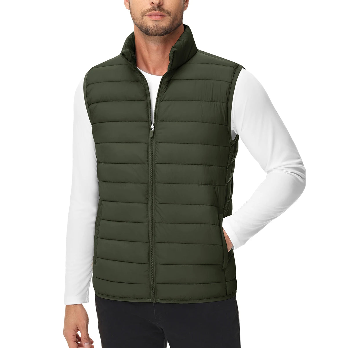 TACVASEN Lightweight Puffer Vest Mens Windproof Vest Sleeveless Vest Winter Jacket Casual Coat Warm Thicken Waistcoat Streetwear