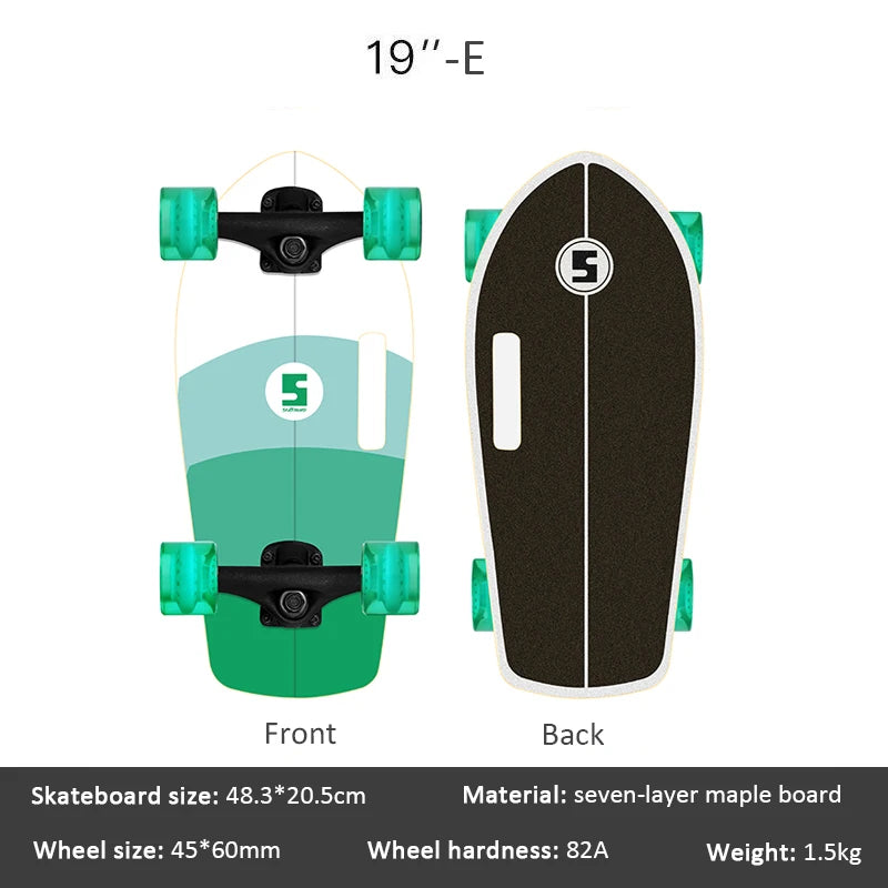Portable Mini Skateboard 19 Inch Complete Skateboard Maple High Speed Drift Cruiser Skate Board for Kids Adults Beginner Pet Dog