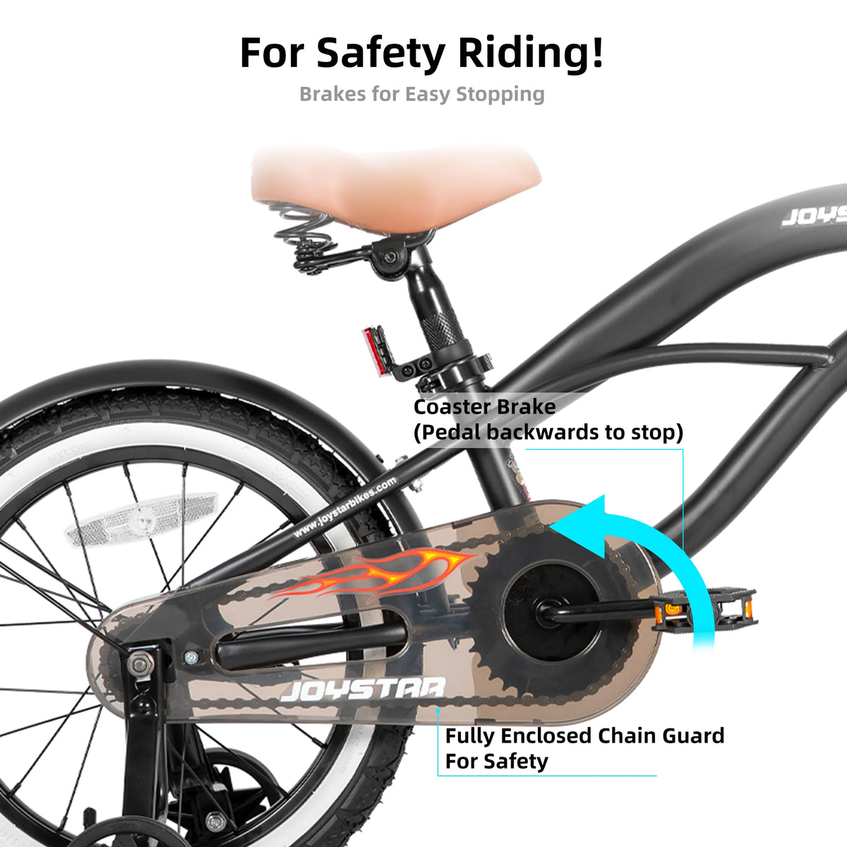 JoyStar Kids Cruiser Bike 12' 14' 16' Training Wheels Coaster Brake Adjustable Seat Fenders for Girls & Boys 2-7 Years