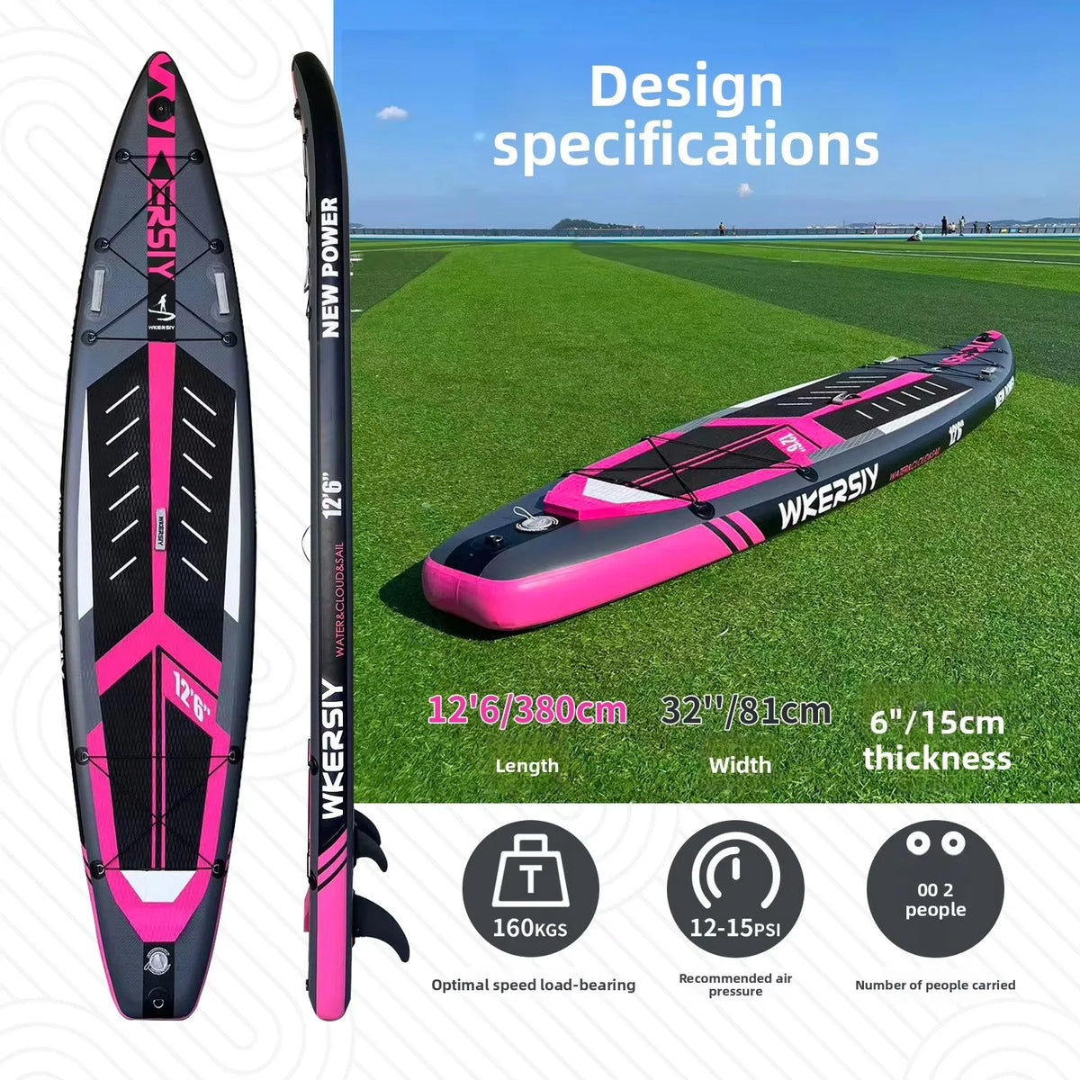Ultra-Rigid Eco Friendly Portable Inflatable Stand Up Paddle Board 3 Fins Outdoor Water Sports