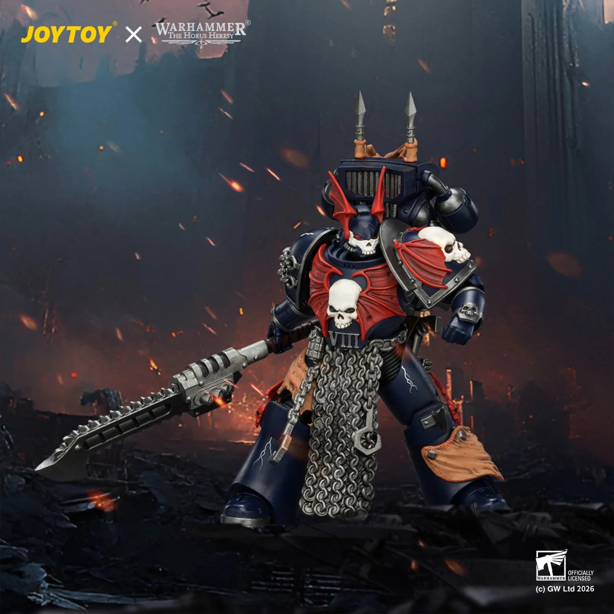 JOYTOY Warhammer 40K Action Figure 1/18 Night Lords Legion Praetor with Jump pack figures Toys