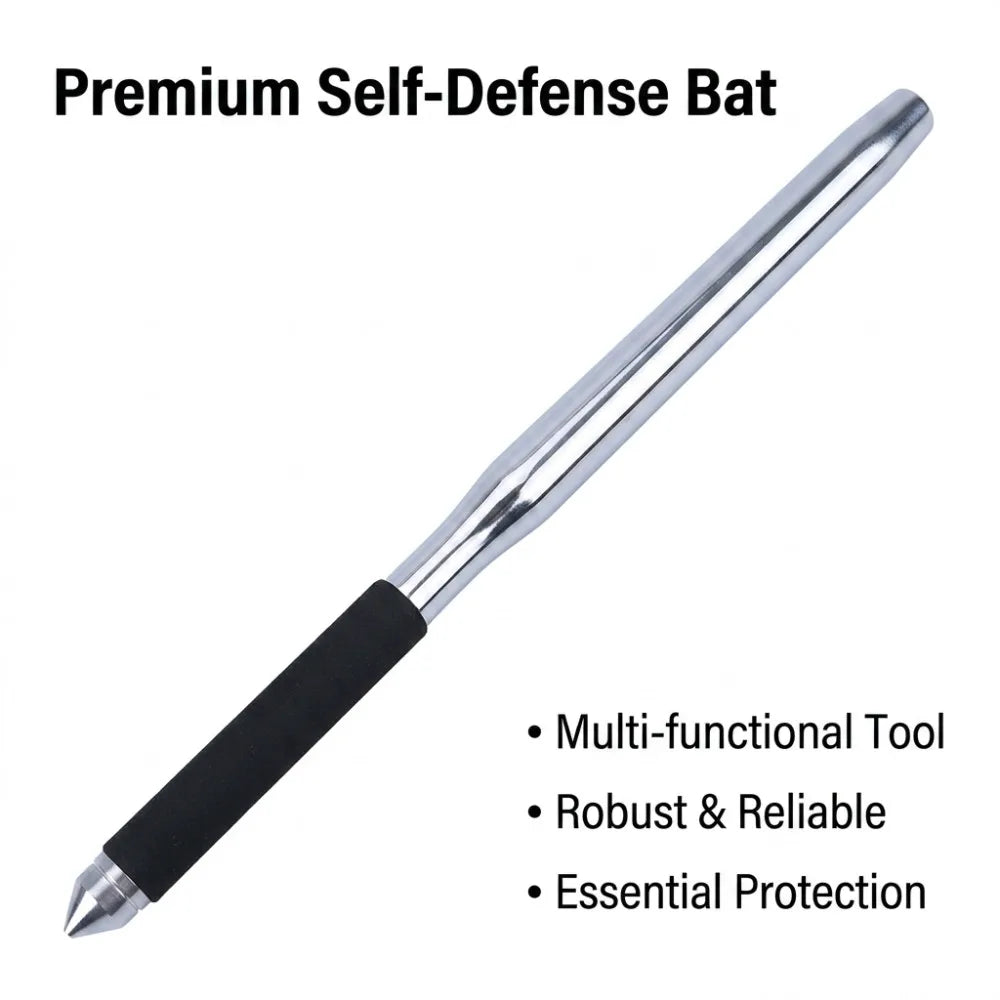 50cm Stainless Steel Baseball Bat Multifunctional Emergency Stick for Car Anti-Slip Comfortable Grip Baseball Bat Self-Defense