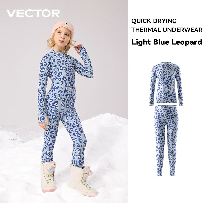 VECTOR Children's Ultra Soft Winter Quick Dry Base Layering Set Microfiber Fleece Thermal Underwear Long Johns Set Clothes