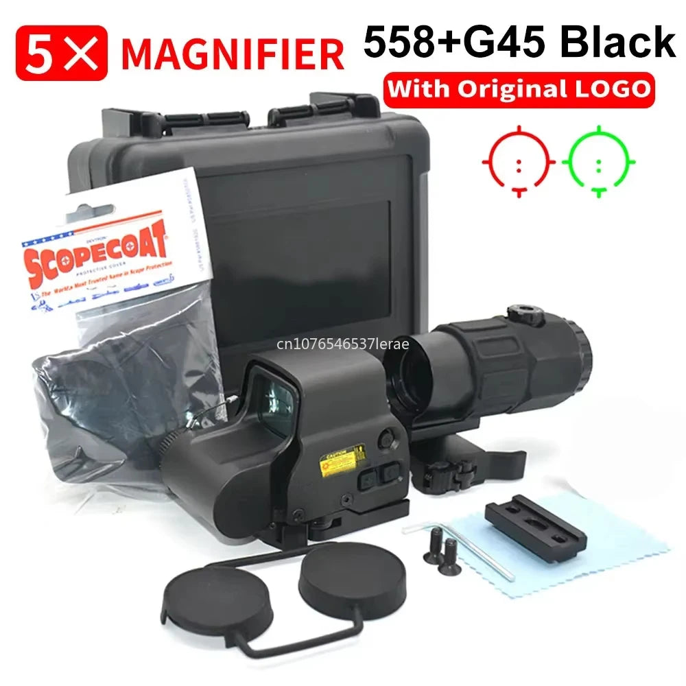 EOTECH 558 Holographic Rifle Scope Collimator Red Dot Sight G43/G33 3X G45 5X Magnifier Riflescope W/20mm Rail Mounts & QD Lever