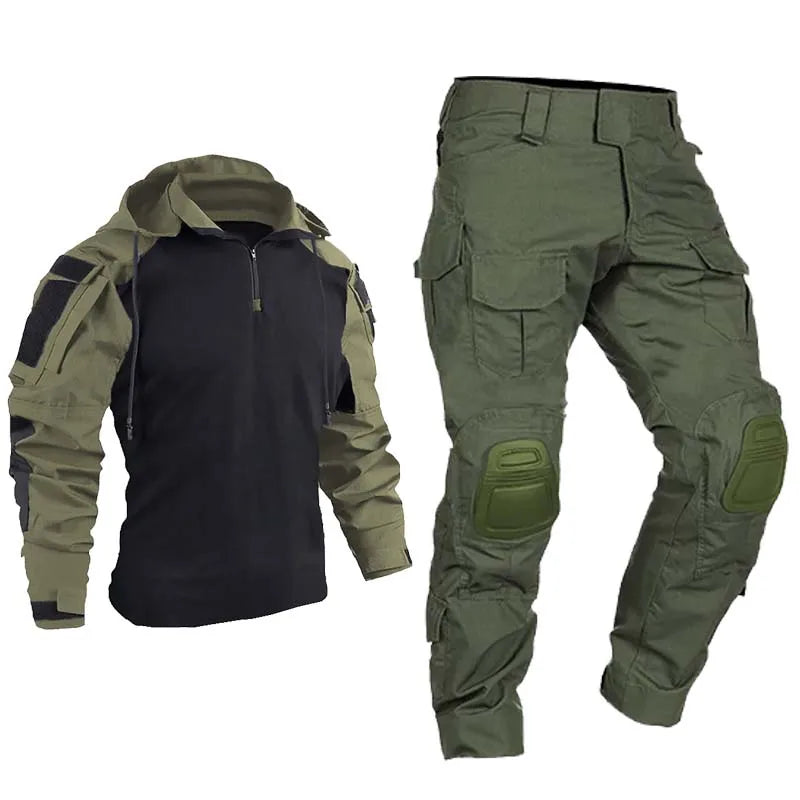 Men Tactical Suits Outdoor Paintball Clothing Uniform Shooting Combat Hiking Uniform Camouflage Shirts Cargo Knee Pads Pants