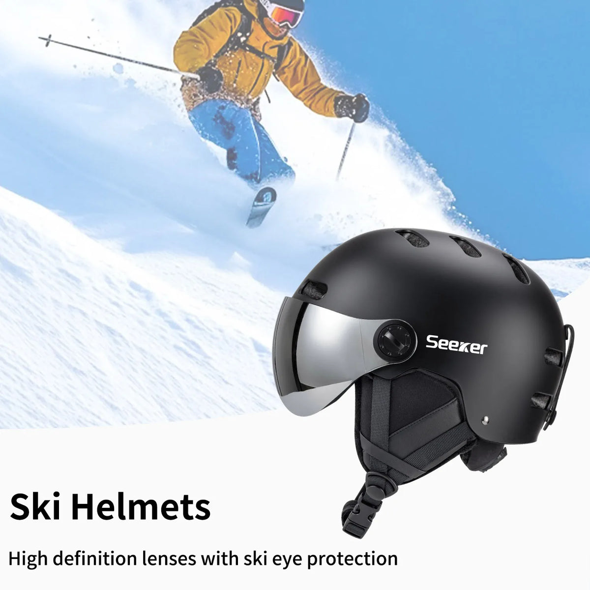 Seeker ski helmet is lightweight, impact-resistant, winter men's and women's snowmobile skateboard outdoor sports helmet