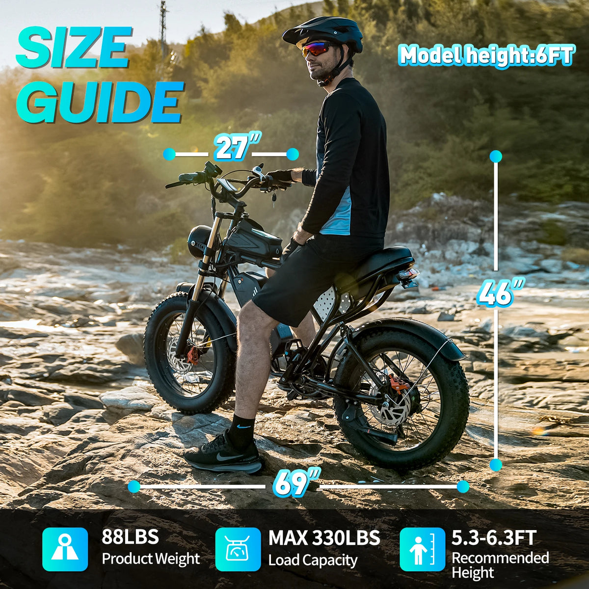 YVY K20 Lite 1500W Electric Bike for Adults 30MPH 48V 15.6Ah Off-road Trail 20*4 Inch Fat Tire E Bike 7 Speed Mountain Bike