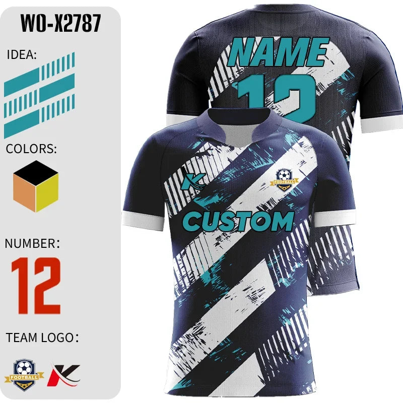 Personalized Sublimation Custom Plus Big Size Soccer Uniforms Football Jerseys Teams Stitched Mens Sets With Embroidered Logo