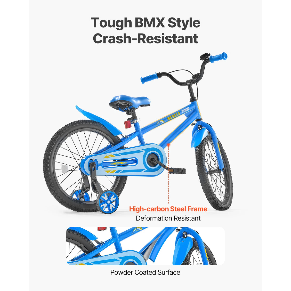 SucceBuy 14/16/18in Kids Bike BMX Style Children Bicycle with Training Wheels Toddler Bike for Boys & Girls Learning to Ride