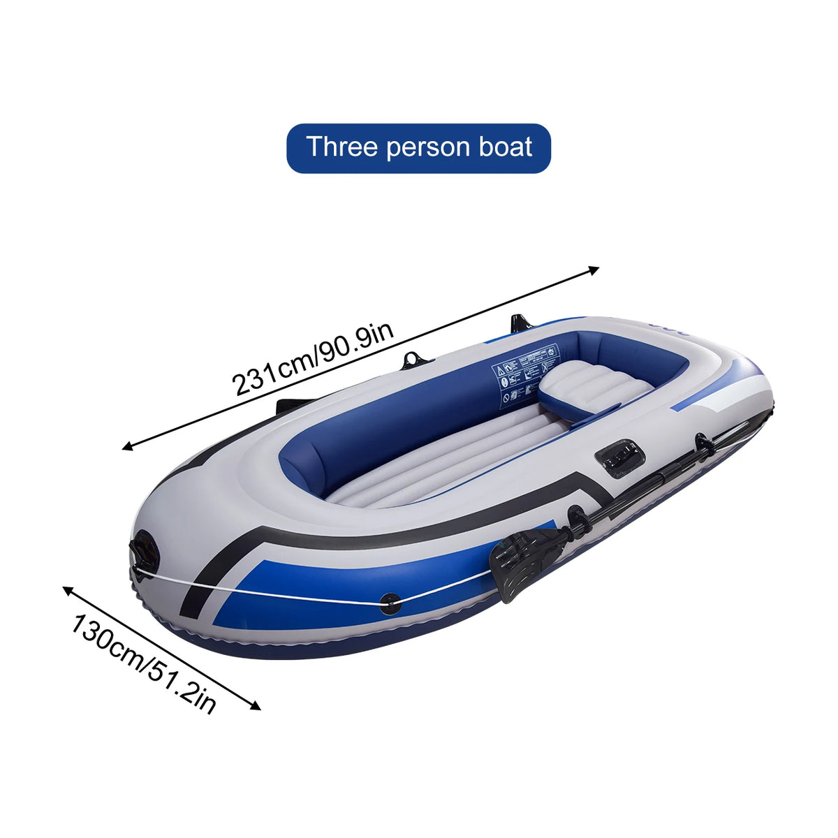 1PC Inflatable Boat, Swimming Pool Lake Float Raft for Adults, Portable Fishing Boat Raft for Lake with Oars Hand Pump