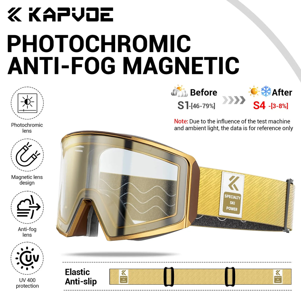 Kapvoe Winter Photochromic Ski Goggle Snow Anti-Fog Sunglasses Snowboard Mask for Men Women Eyewear UV400 Glasses Snowmobile