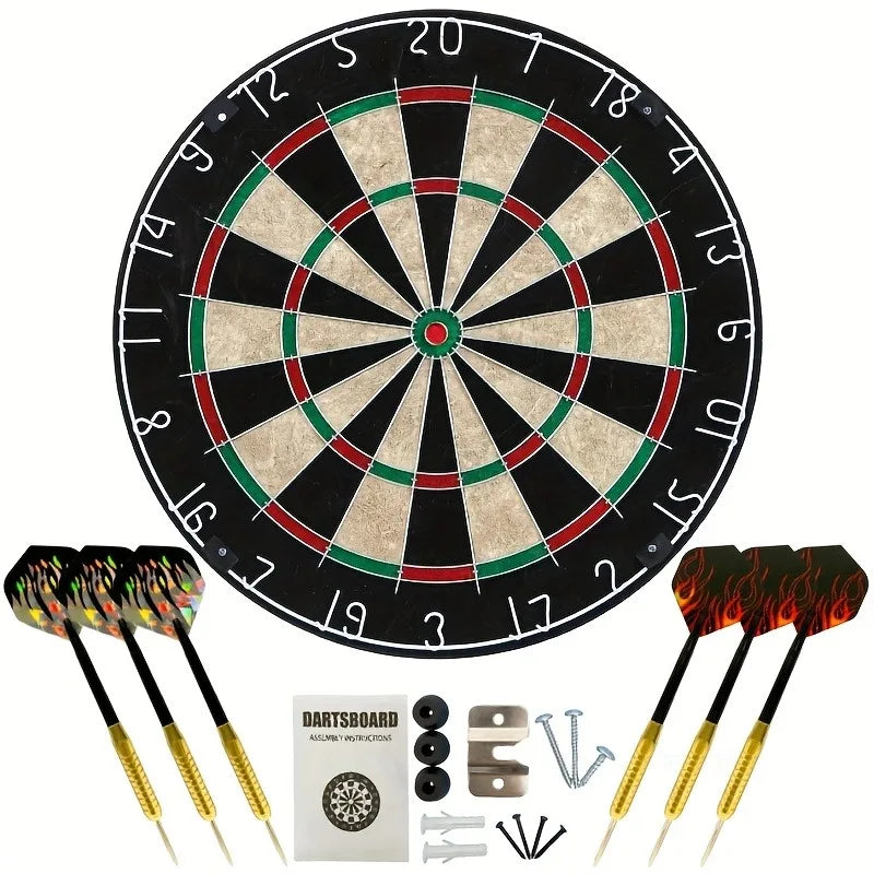 18 Inches Bristle Dartboard Adult Dartboard Set Indoor Dartboard Family Dart Board Game Home Portable Dart Target 6 Random Dart