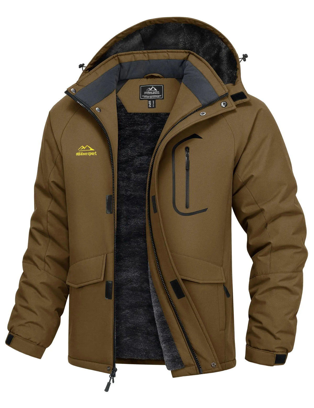 TACVASEN Men's Winter Ski Parka Snow Coat Fleece Lined Waterproof Warm Outdoor Fishing Jacket Windproof Hooded Daily Raincoat