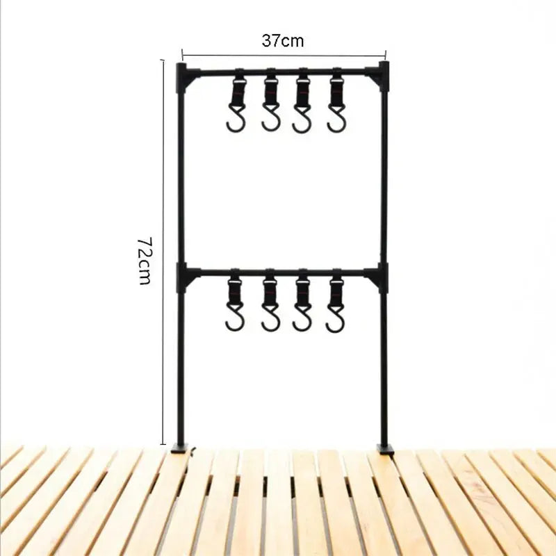 WESTTUNE Outdoor Desktop Storage Rack Camping Tableware Hanging Rack Ultralight Aluminum Alloy Shelves Stand Rack with Hooks