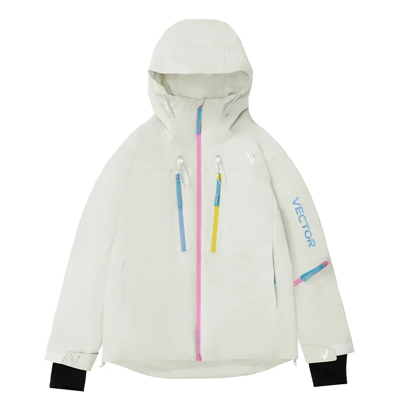 VECTOR Men and Women Cotton Contrast Skiing Top Waterproof and Durable Warm Snowboard Ski Double Board Single Board Outdoors