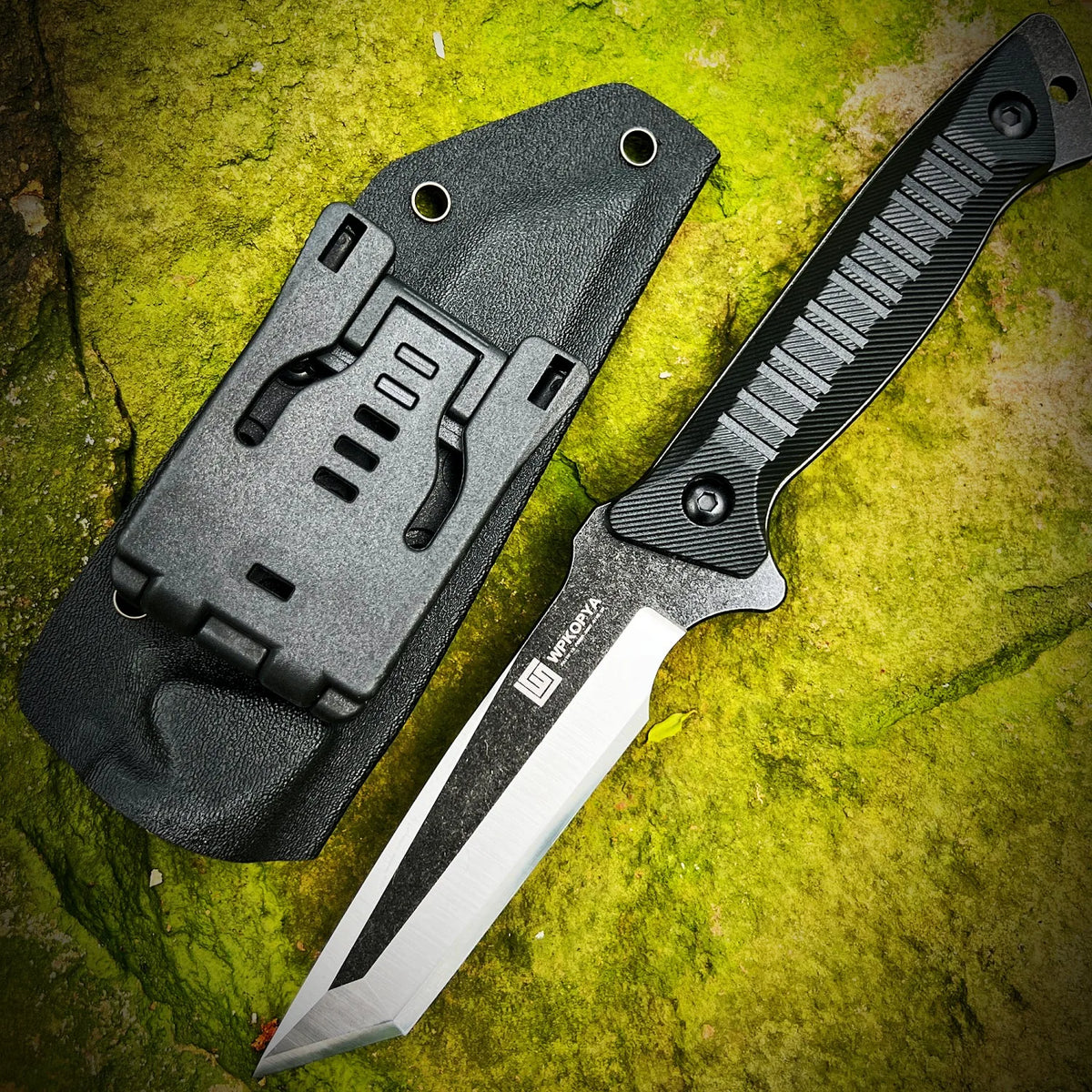 WPKOPYA (USA) 440c full Tang knife, hunting straight knife +K sheath, outdoor tool knife, camping survival knife