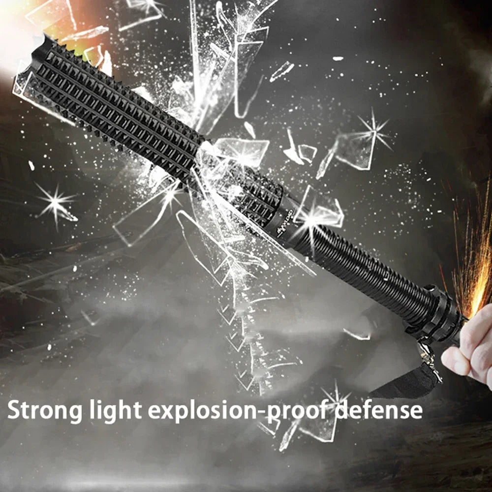 Zoomable Super Bright Self Defense Mace Light Tactical Baseball Bat LED Flashlight AluminumAlloy Focusable Baton Emergency Torch