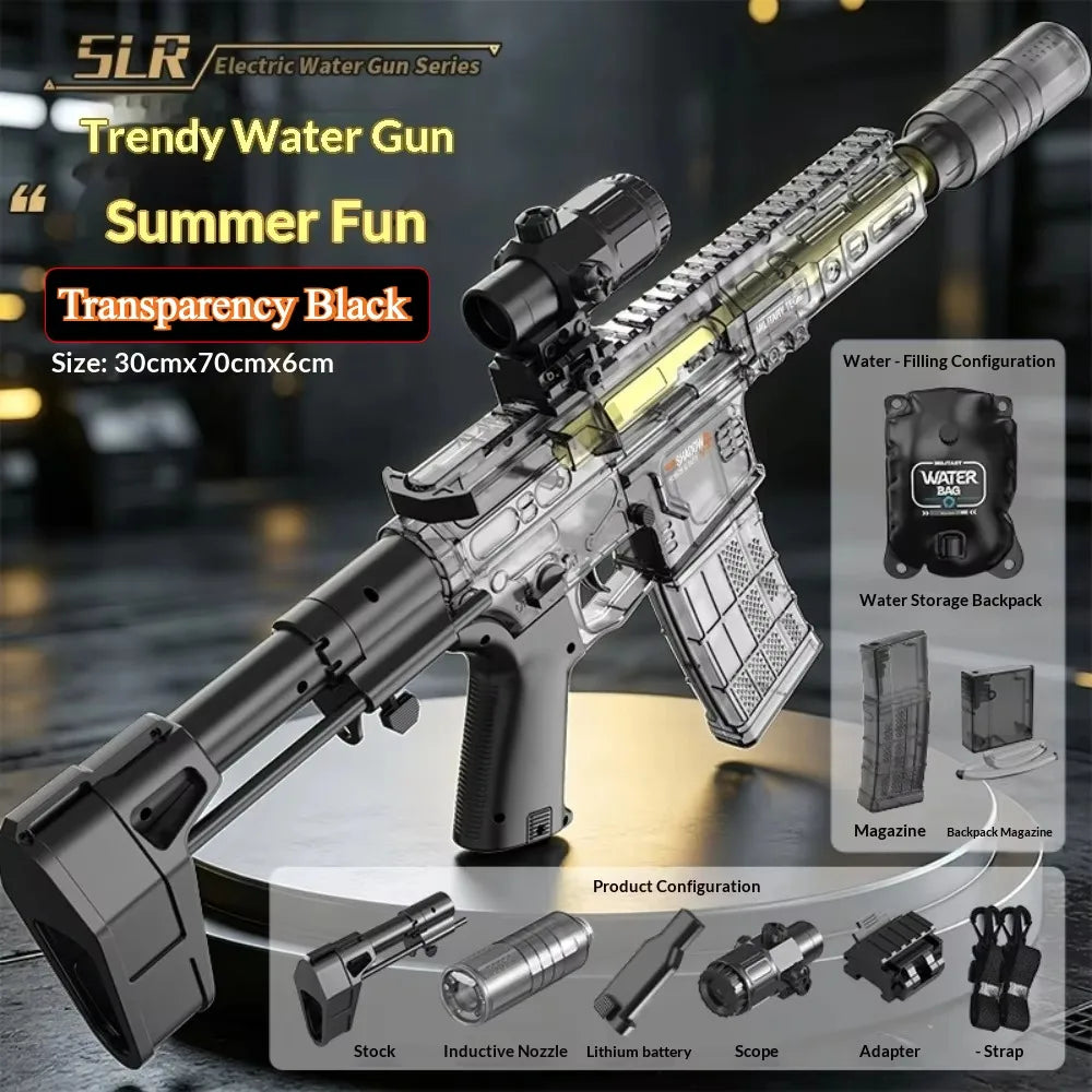 Electric Function SLR Water Gun Toy High Pressure Long-range Water Pistol Summer Outdoor Pool Water Shooting Games