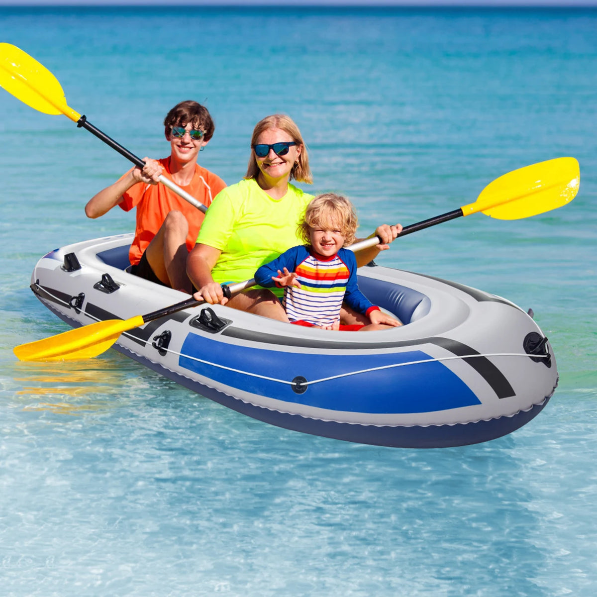1PC Inflatable Boat, Swimming Pool Lake Float Raft for Adults, Portable Fishing Boat Raft for Lake with Oars Hand Pump