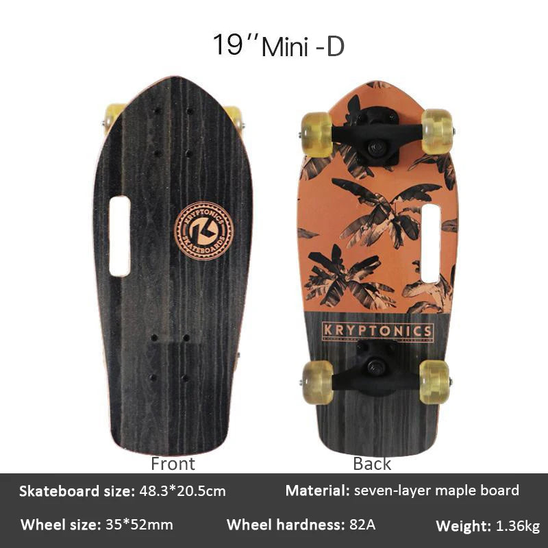 Portable Mini Skateboard 19 Inch Complete Skateboard Maple High Speed Drift Cruiser Skate Board for Kids Adults Beginner Pet Dog