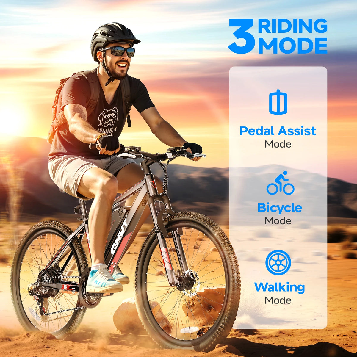 QNUT Victor3.0 Mountain Electric Bicycle 1000W Peak Motor 36V 10.4AH Electric Bike 26' Tire All-Terrain Ebike Urban Off-Road Commuter Adult E-Bike