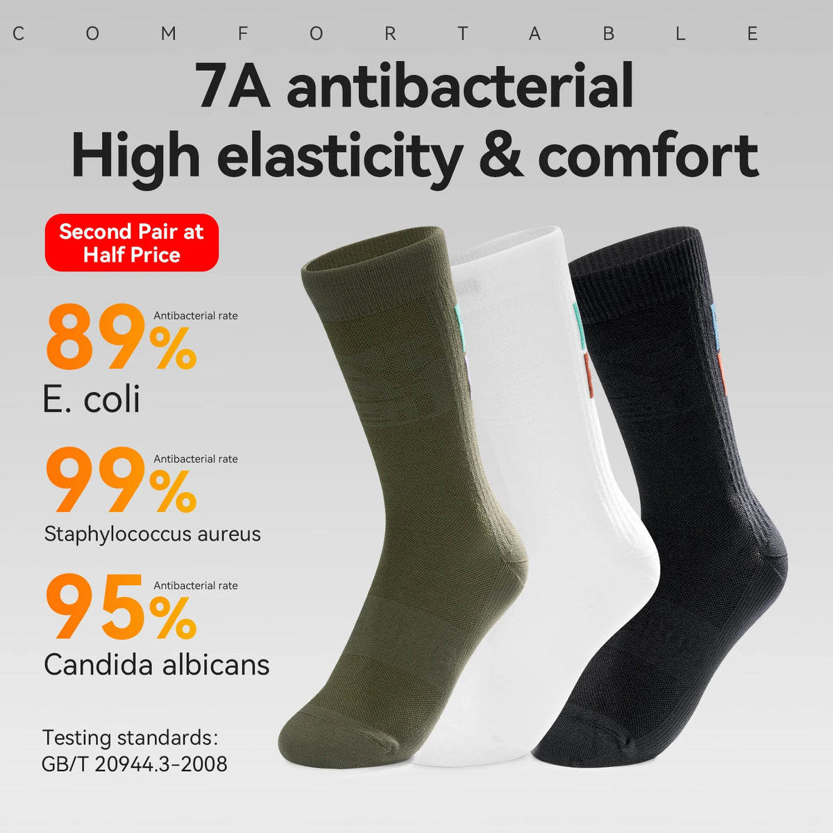 ROCKBROS Cyclying Socks Antibacterial Compression Socks Breathable Quick-Dry Socks High Elasticity Outdoor Socks with Color Logo