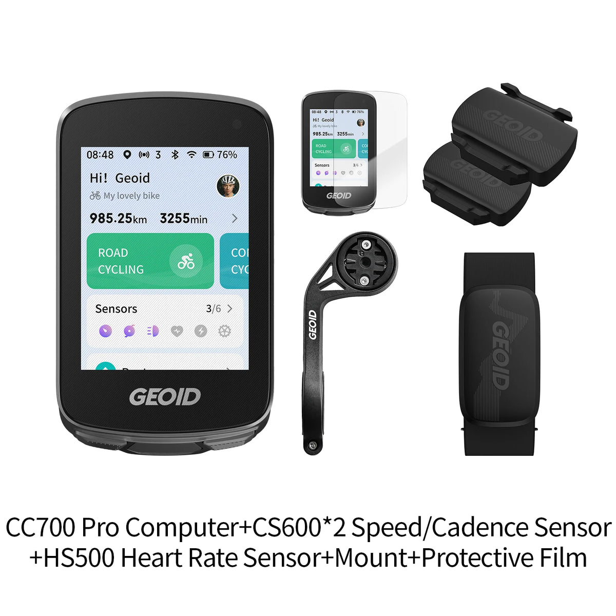 GEOID CC700 Pro Bicycle Computer 2.8-Inch Touchscreen GPS Bike Speedometer Global Map Navigation Cycling Odometer for Strava