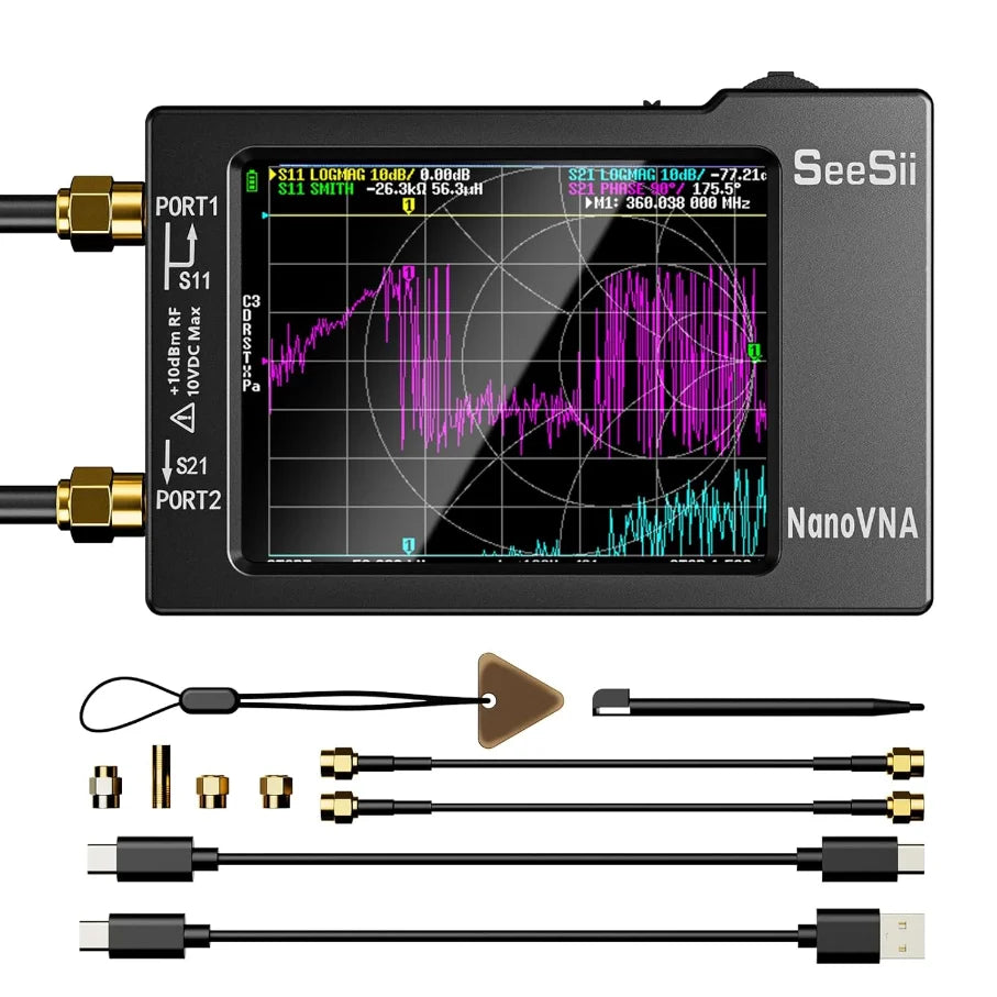 NanoVNA-H NanoVNA-H4 Vector Network Analyzer 10KHz-1.5GHz MF HF VHF UHF Antenna Analyzer Antenna Tuner Nano VNA SWR Phase Delay