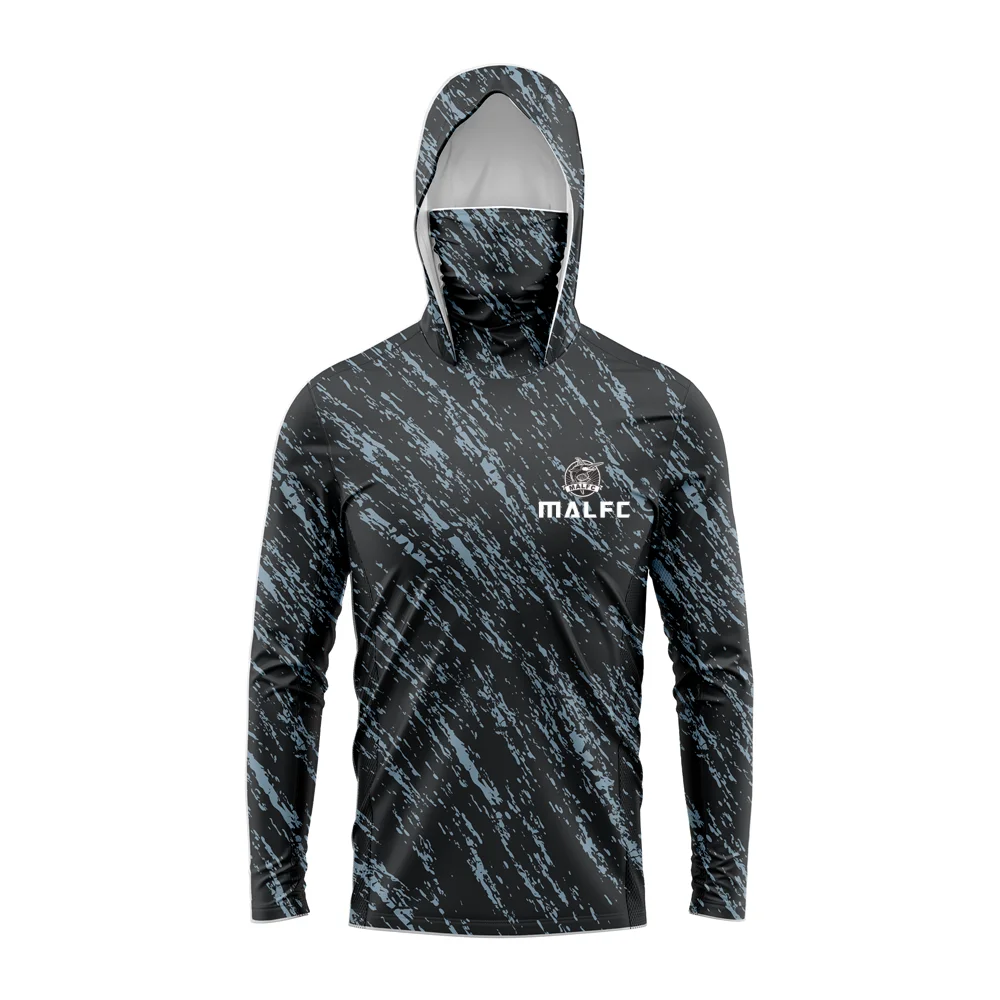 MALFC Men Hood Fishing Shirt long sleeve fishing t shirt uv protection Fishing Apparel