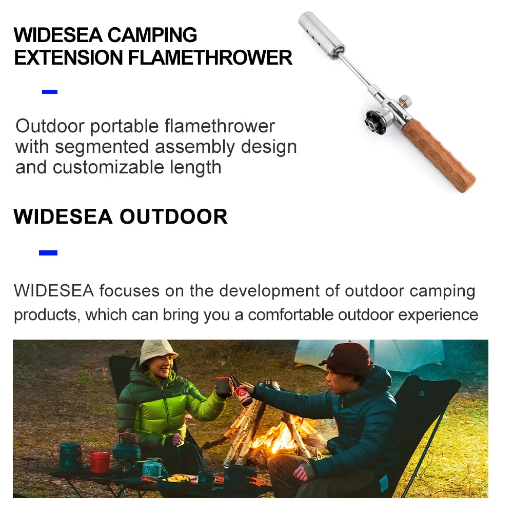Widesea Long Handle Flamethrower Detachable Stainless Steel Portable Camping Torch Easy to Carry for Outdoor Fire Starting BBQ C