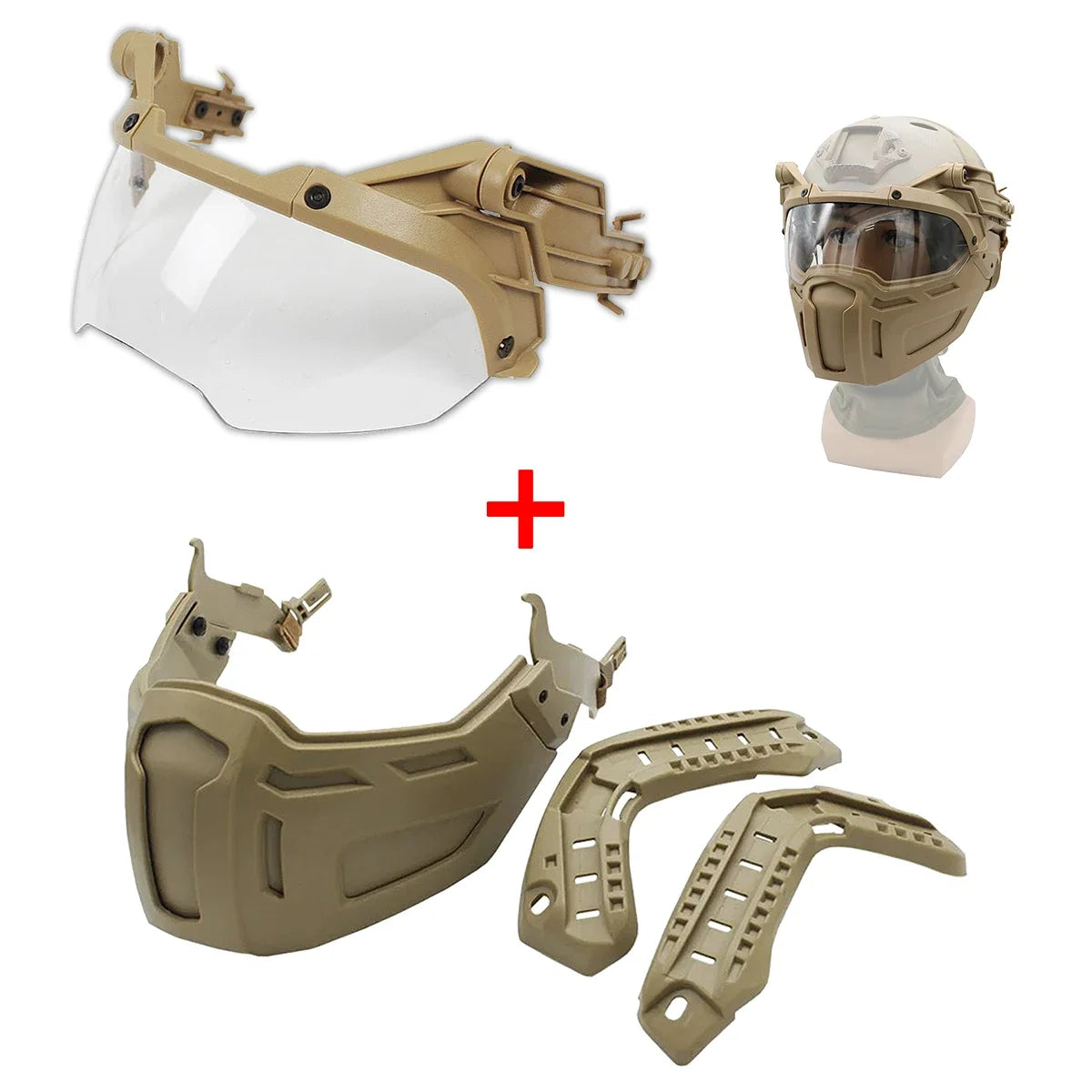 New Tactical FAST Helmet Half Face Mask With Flip Goggles Hunting CS Game Paintball Mask Helmet Accessories Gear