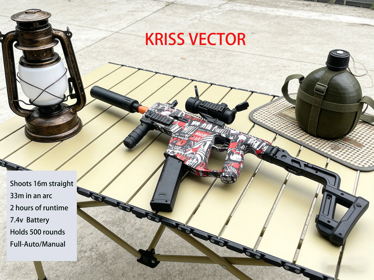 Kriss Vector Tactical Outdoor Electric Gel Ball Blaster Full Auto Long Range Gel Blaster Gun for Adult Outdoor Games Sniper Toy