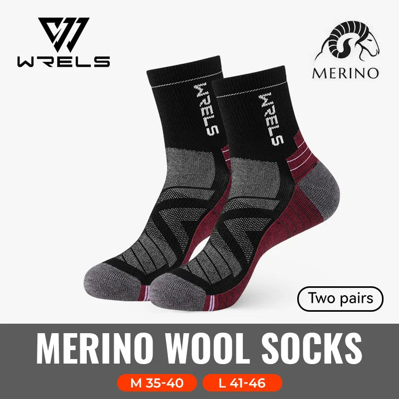 WRELS 1/2/3Pairs Merino Wool Socks Thick Hiking Socks Thermal Socks Moisture Wicking Running Hiking Anti-slip Winter Wool Socks