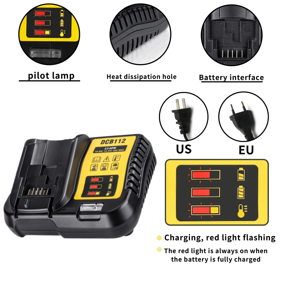 20V For DeWalt 12Ah/9Ah/8Ah/6Ah/3Ah Li-lon Battery Replacement DCB\DCD\DCF\DCG series Power Tools+charger+electric drill