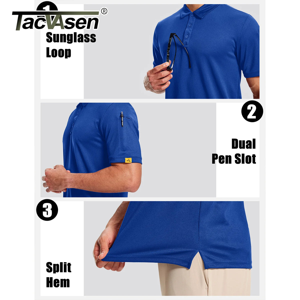 TACVASEN Men's Polo Shirts Short Sleeve Golf Collared Moisture Wicking Athletic Performance Casual UPF 50+ Polos Lightweight