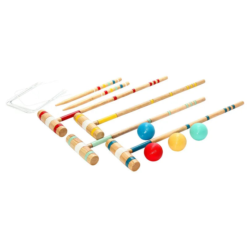 Outdoor Gateball Set Corrosion Resistant Gateball Beech Pole Waterproof Wooden Gateballs Sets Professional Sports Equipments