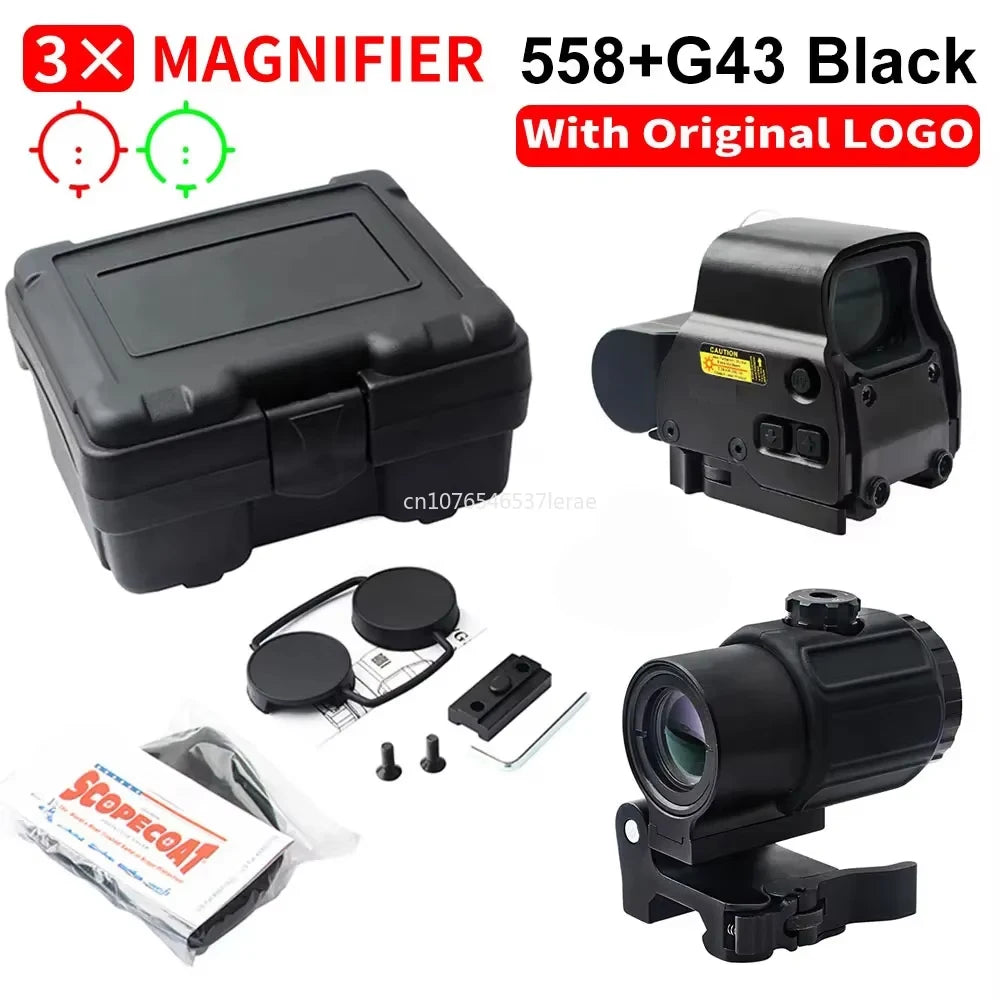 EOTECH 558 Holographic Rifle Scope Collimator Red Dot Sight G43/G33 3X G45 5X Magnifier Riflescope W/20mm Rail Mounts & QD Lever